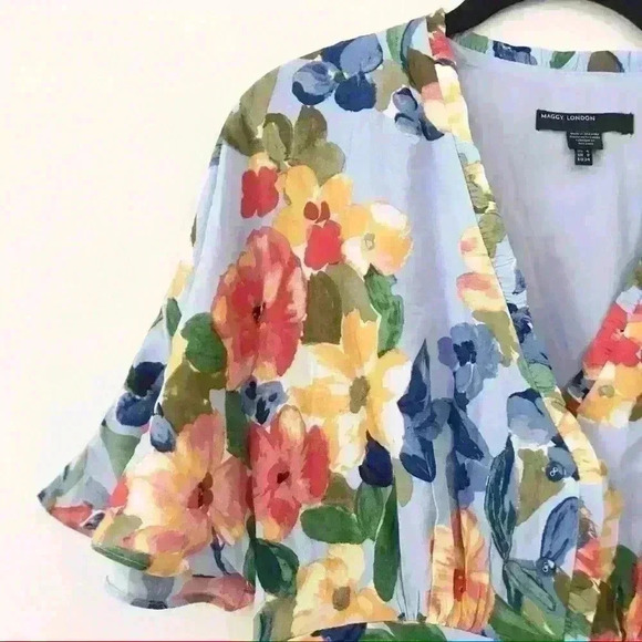 Maggy London Dolman Sleeve Floral A-line Dress - Picture 7 of 10